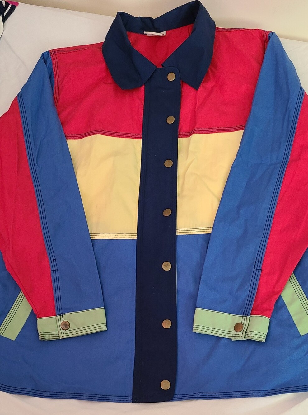 1980's KORET Colorblock Button-Up Jacket in Red, Blue, Yellow